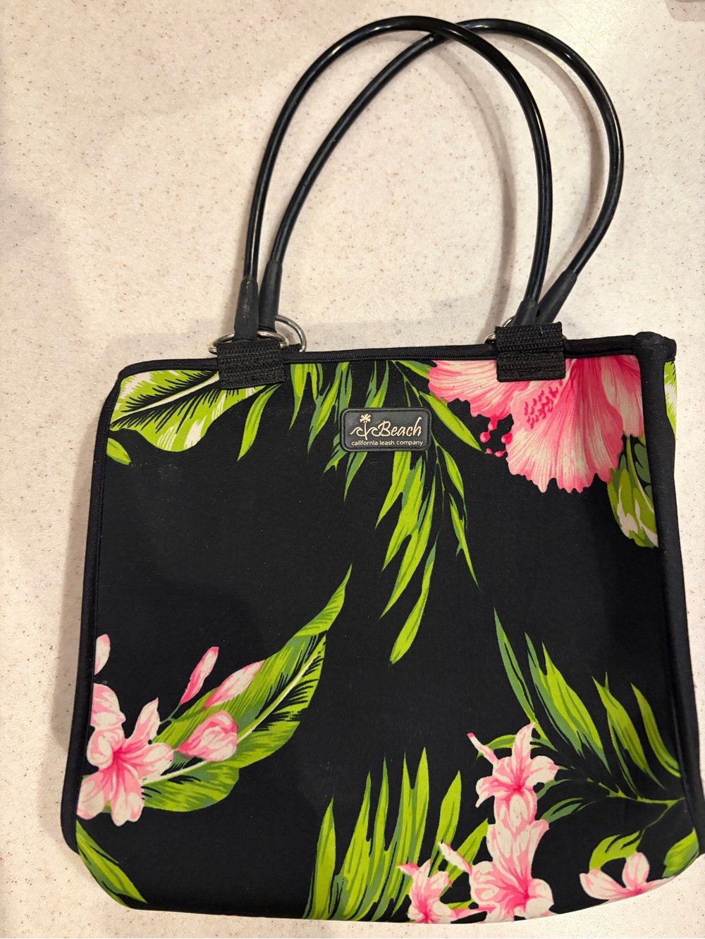 California Leash Company Black Tropical Floral Tote Bag